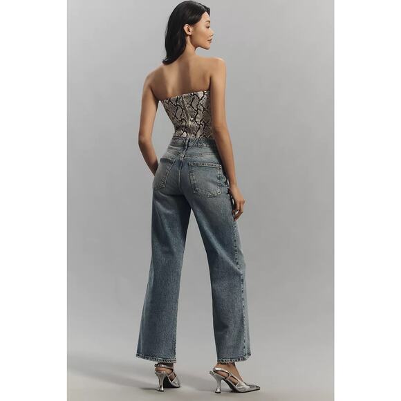 Anthropologie Pilcro Austyn High Rise Wide Leg Rhinestone Embellished Denim Jean - Picture 3 of 16